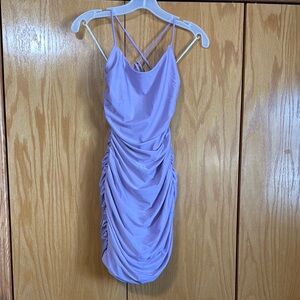 Lavender Ruched Spaghetti Strap Dress